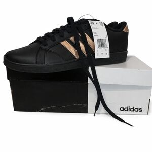 Adidas Women's Black Sneakers with Gold Accents